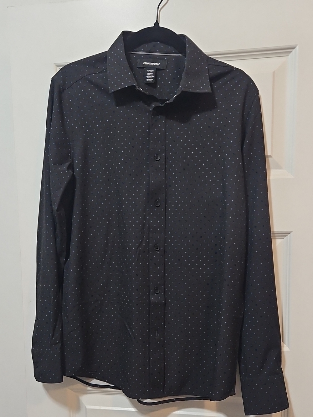Kenneth Cole Black Microdot Men's Long Sleeve Dress Shirt